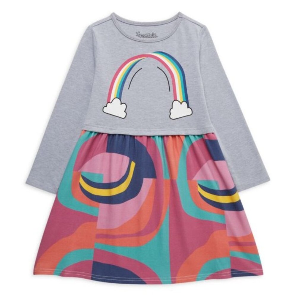 Appaman Girl's Birdie Rainbow Twofer Dress Size 6 Multi Color